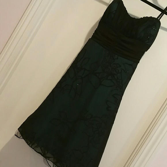 Black and teal lace mini dress - Picture 2 of 4