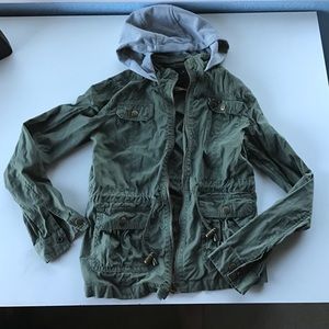 Army Jacket with Gray Hood
