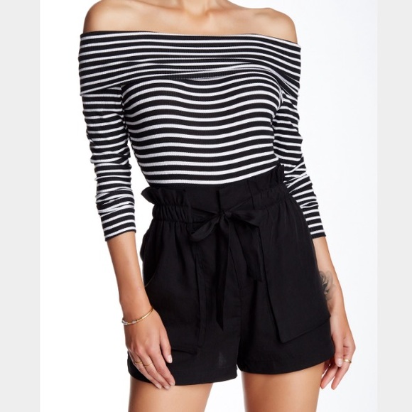 SOLD NWOT striped body suit off-shoulder