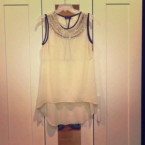 Loose See-Through Cream Top