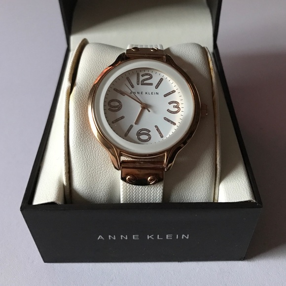 Anne Klein gold and white watch