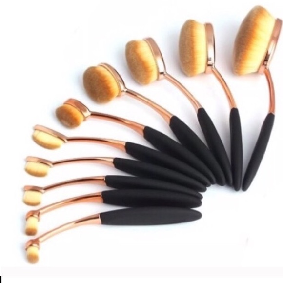 🎉🏆HP🎉🏆10Pcs Mermaid Oval Makeup Brushes - Picture 2 of 5