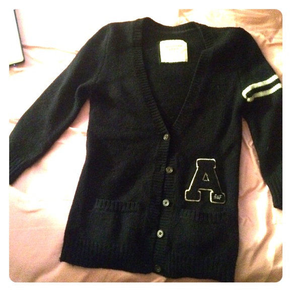 Abercrombie and Fitch Navy Blue Varsity Cardigan