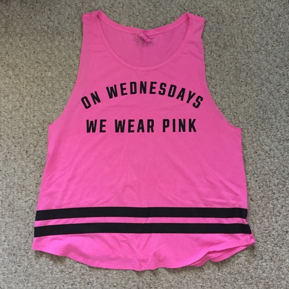 "On Wednesday We Wear Pink" Workout Tank VS pink