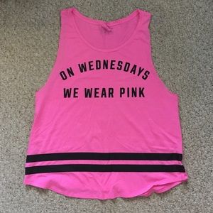 "On Wednesday We Wear Pink" Workout Tank VS pink