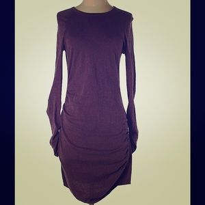 Purple sweater dress with rushing