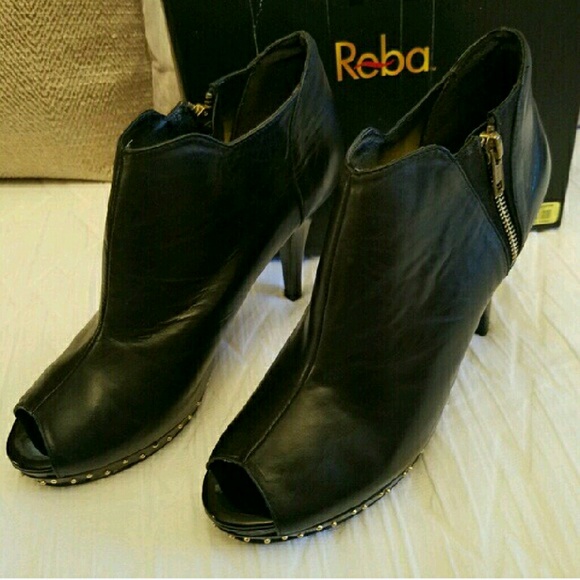 Reba leather peep toe booties