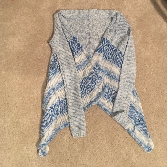 Blue tribal print cardigan