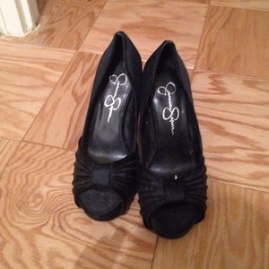 Black peep toe heels