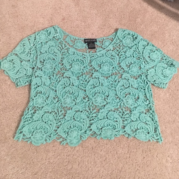 Teal Lace shirt/coverup