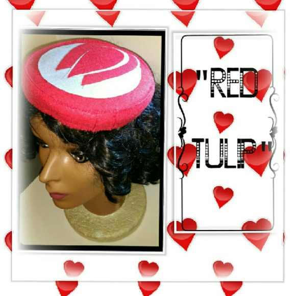 Handmade Woman's Pillbox Hat "Red Tulip"