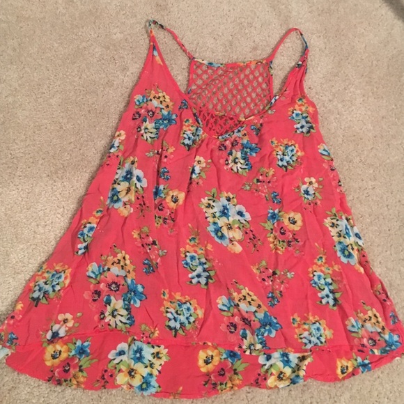 Red floral summer top