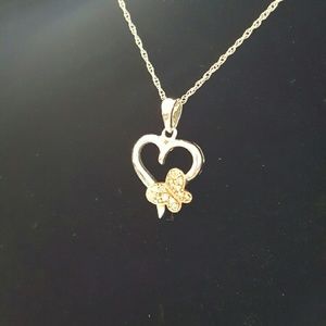 14k White Gold Butterfly Necklace
