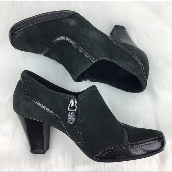 Clarks Artisan Suede Heel Bootie Green