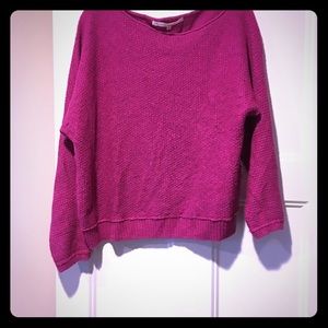 Asymmetrical Rachel Roy fuschia swoop neck sweater