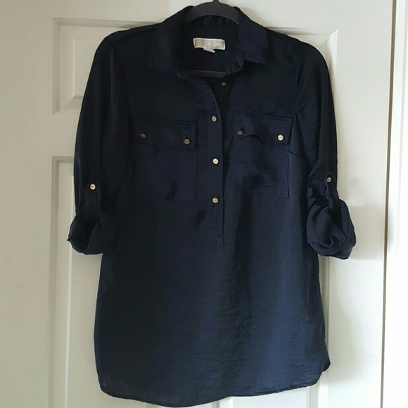 Michael Kors Navy button down, xs/s - Picture 1 of 4