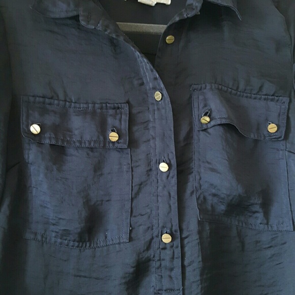 Michael Kors Navy button down, xs/s - Picture 3 of 4