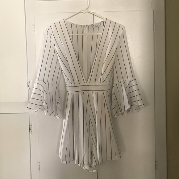 Black and white striped romper