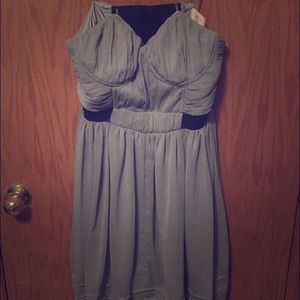 Gray strapless Christmas dress