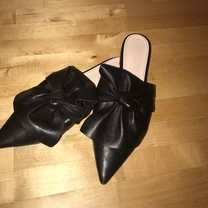 Zara Leather Bow Slides