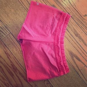Red lululemon track shorts