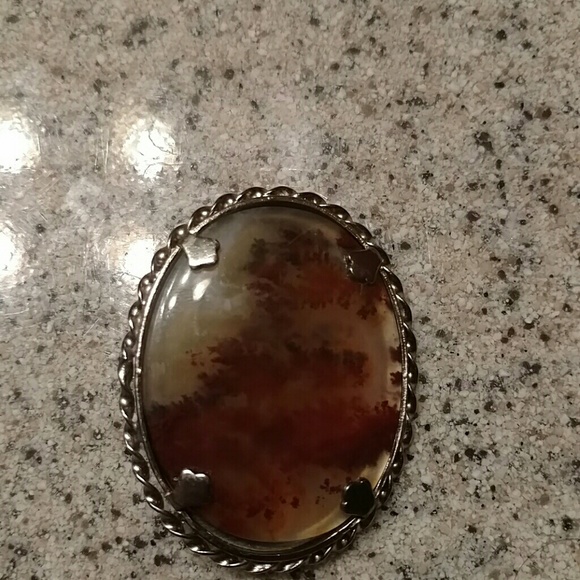 Vintage silver and brown toned brooch