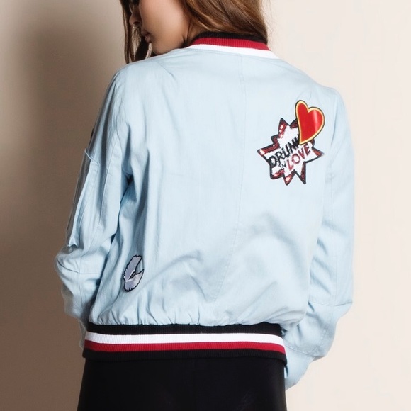 Denim Patch Bomber Jacket - Picture 3 of 3