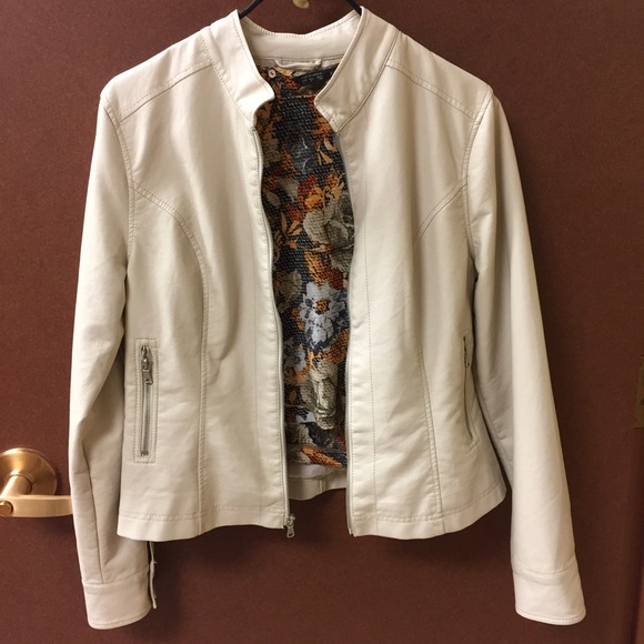Black Rivet Beige Faux Leather Jacket
