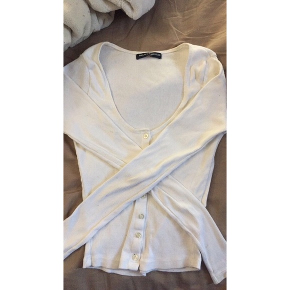 Brandy Melville Baby Rib White Button Down