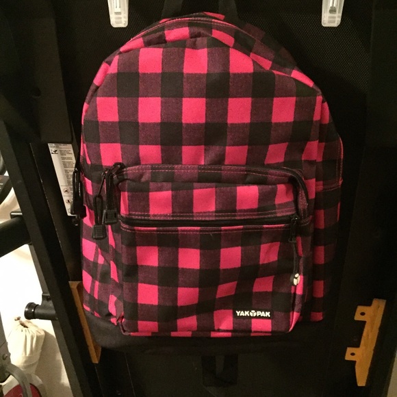 Pink and Black Checkered Backpack