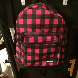 Pink and Black Checkered Backpack