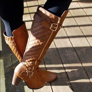 NEW Camel Brown Faux Leather Boots