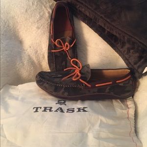Men's Trask slip-on camo loafers.