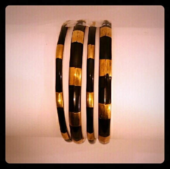Vintage Gold and Black Bangel Set
