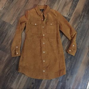 Camel Suede Button Dress