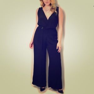 DHStyles STYLISH BLACK JUMPSUIT W/ BELT, 1X (14W)