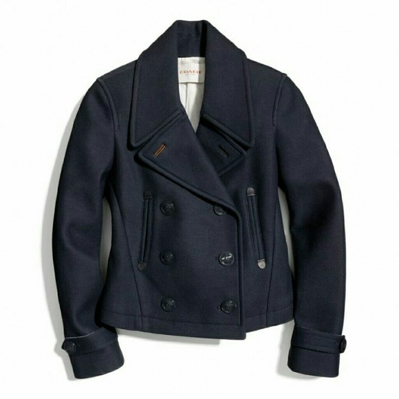 Coach Navy Mini Pique Pea Coat