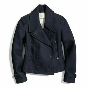 Coach Navy Mini Pique Pea Coat