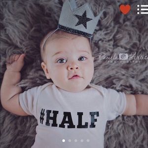 Hipster Half birthday onesie hashtag / photo prop