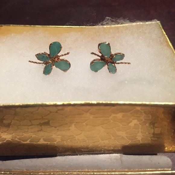 Emerald butterfly earrings