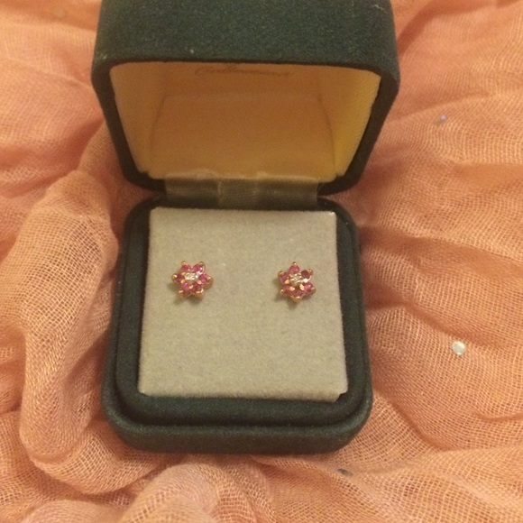 10k gold Ruby and Diamond earrings.