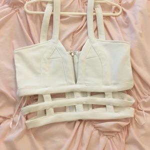 Tobi caged white crop top