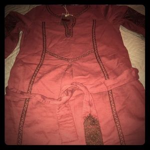 Purple and Black long shirt with belt