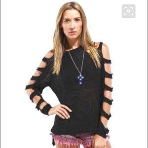 Bebe sweater, black NWOT! S crystal logo.