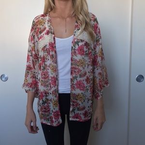 Floral LA Hearts Kimono