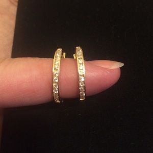 Diamonique channel set inside out hoop earrings.