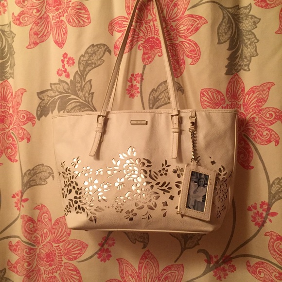 White/shimmer laser designed Nine West purse