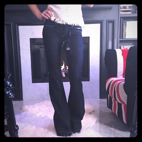NWT Burberry Brit Windsor Flare Dark Wash Jeans