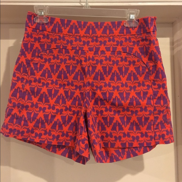 Anthropologie coral/purple high waisted short