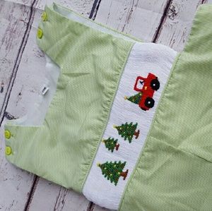 Boutique Boys Smocked Christmas Romper One Piece